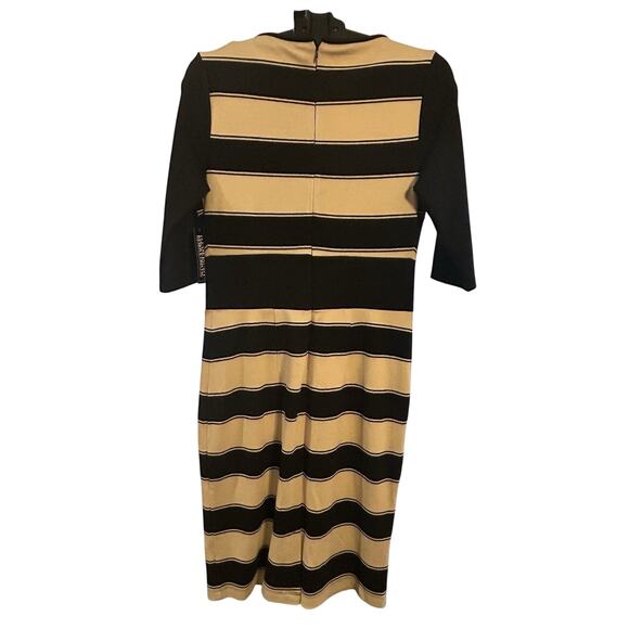 NWT 7th Avenue New York & Company Women's size M Striped Black/Beige Dress - Picture 2 of 6